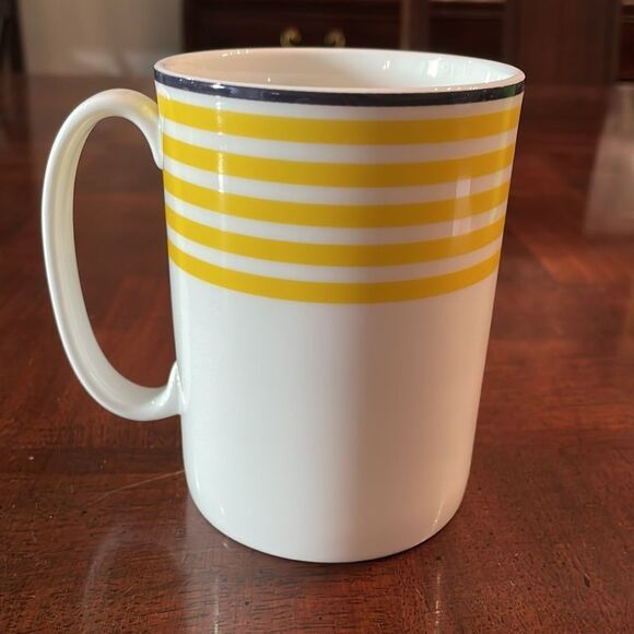 Kate Spade Lenox Sea Cliffs Stripe Yellow Blue New in Box Coffee Mug Wickford - Picture 6 of 11